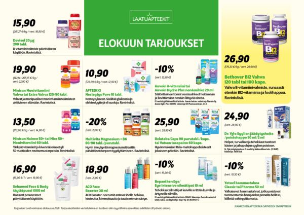 Elokuun tarjoukset